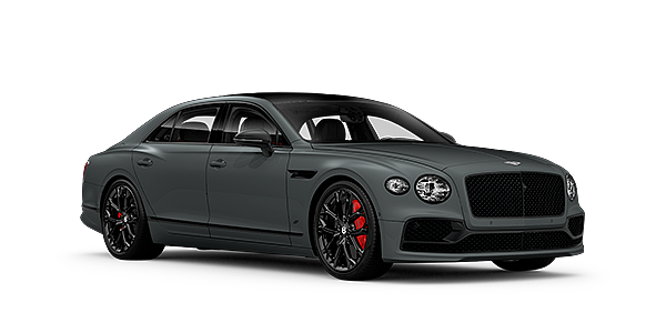 Modix Bentley Flying Spur S front side angled view in Cambrian Grey coloured exterior. 